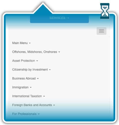Main menu - mobile version