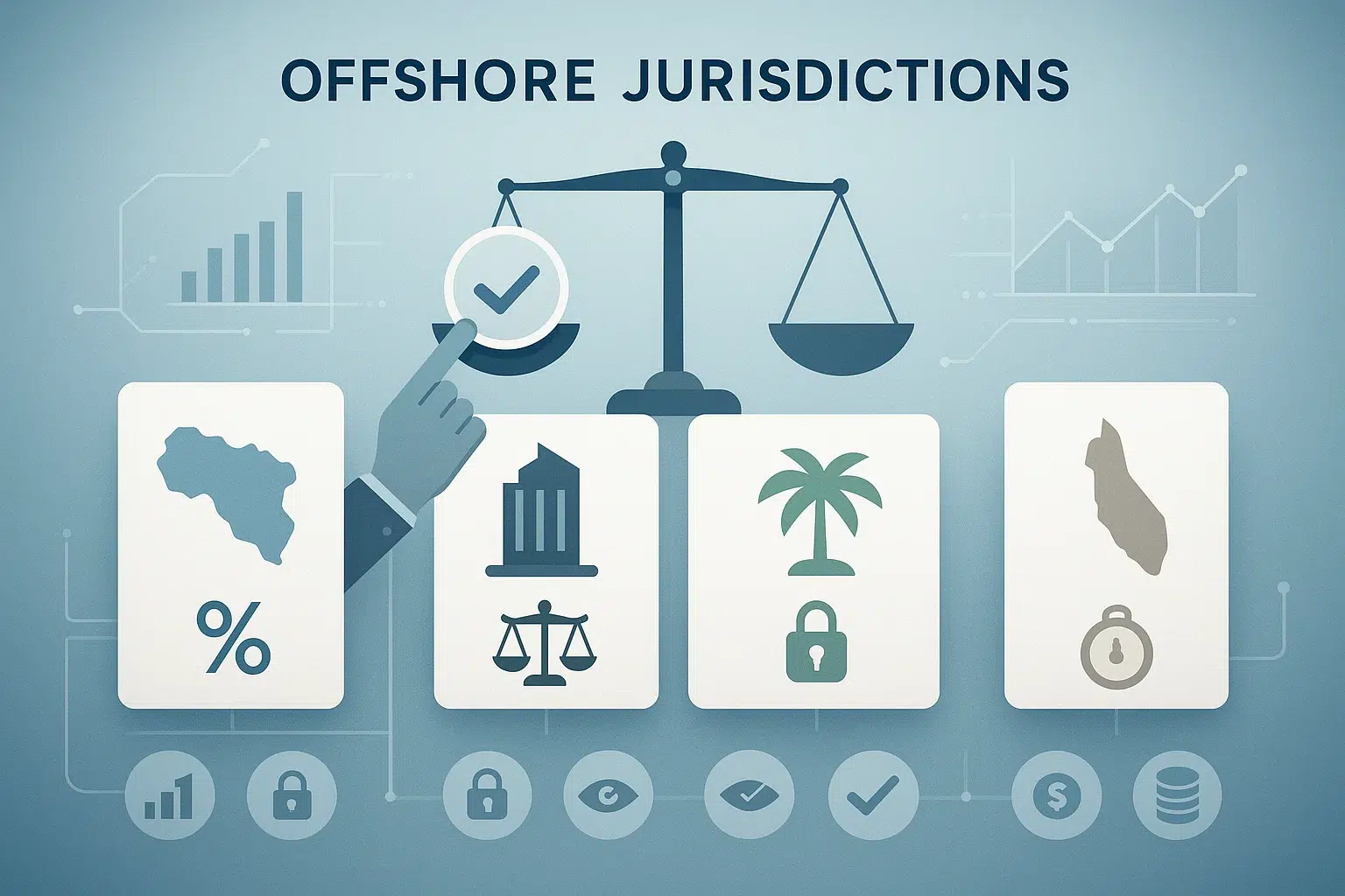 Comparison of offshore company jurisdictions by taxes, legal system, privacy, and registration speed
